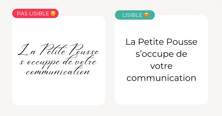 Exemple de lisibilité de typographie, agence de communication La Petite Pousse, Le Mans