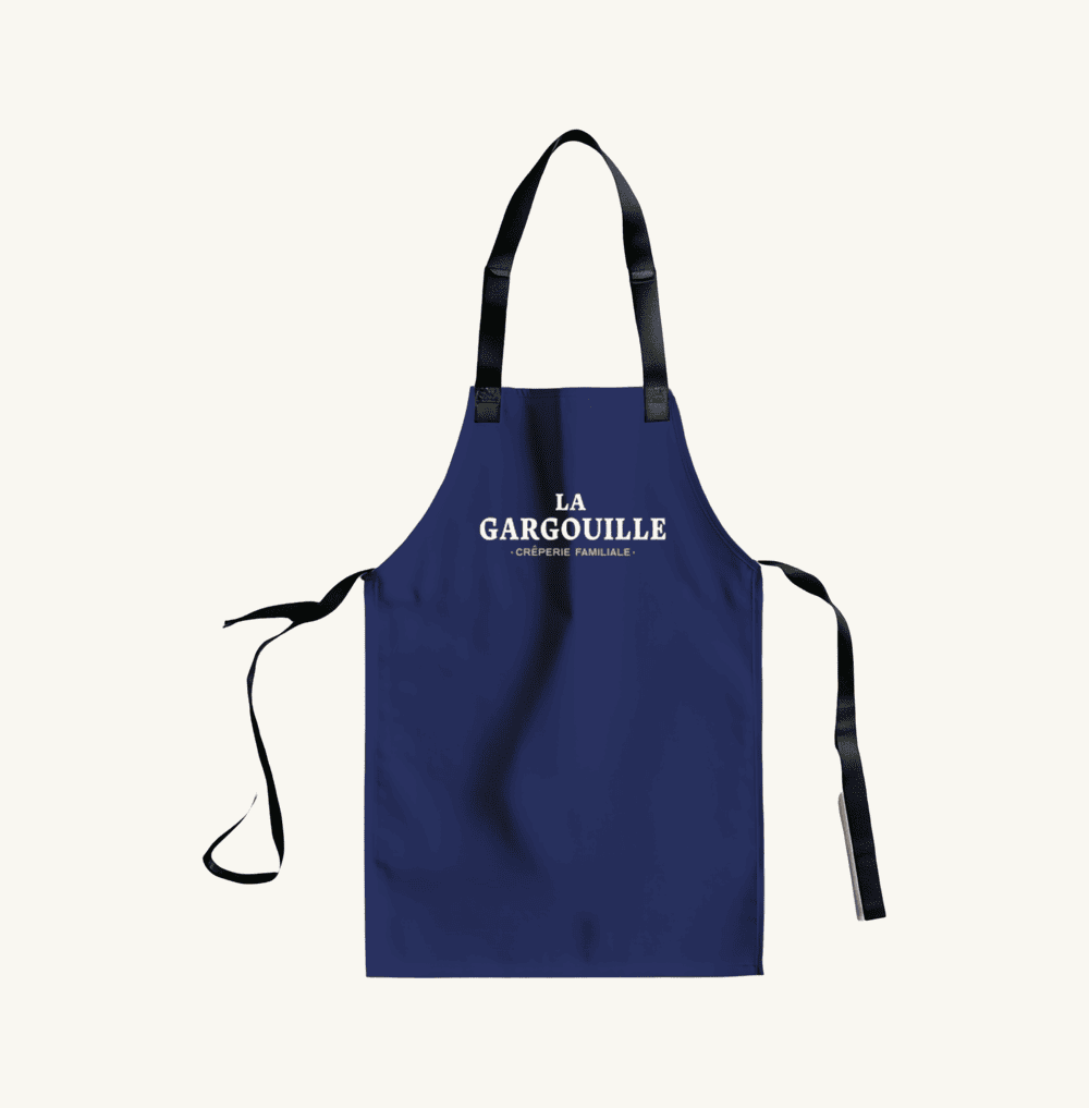 Découvrez le tablier de la crêperie la gargouille en Bretagne.